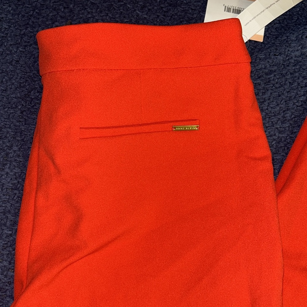 NWT Anne Klein red Poppy Slim Leg Pants - Picture 3 of 11